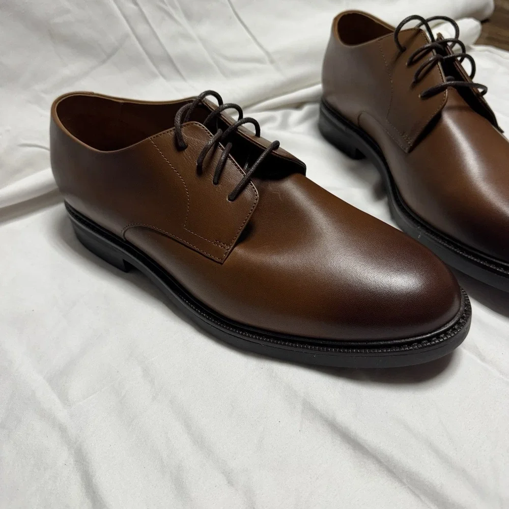 Polo Ralph Lauren Men's Asher Burnished Leather Derby Dress Shoes Clay Tan US 11